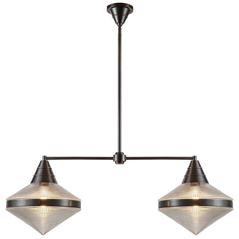 Image 1 Alora Willard E26 41-in Urban Bronze/Prismatic Glass Linear Pendant