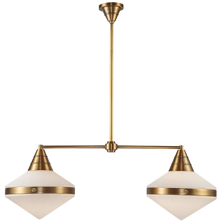 Image 1 Alora Willard E26 41-in Vintage Brass/Opal Matte Glass Linear Pendant