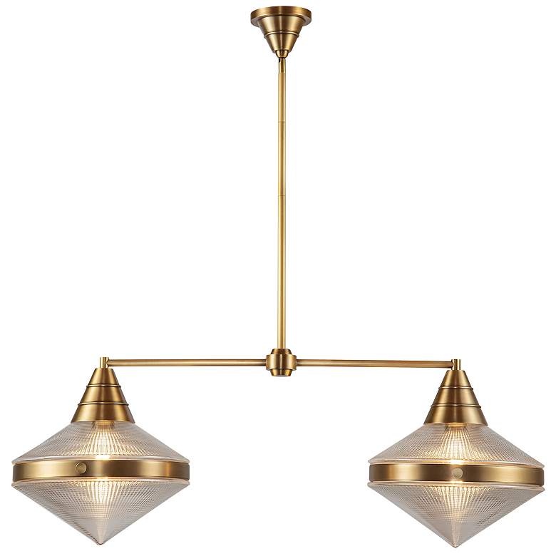 Image 1 Alora Willard E26 41-in Vintage Brass/Prismatic Glass Linear Pendant