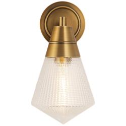 Alora Willard E26 6-in Vintage Brass/Prismatic Glass Wall Vanity