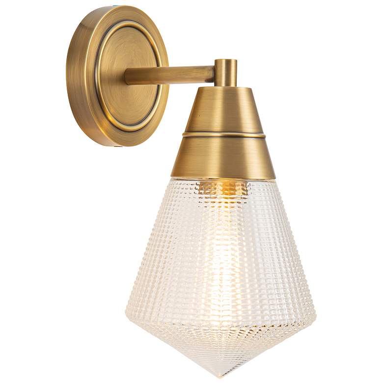 Image 2 Alora Willard E26 6-in Vintage Brass/Prismatic Glass Wall Vanity more views