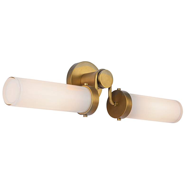 Image 2 Alora Wynwood E26 23-in Vintage Brass/Glossy Opal Wall Vanity more views