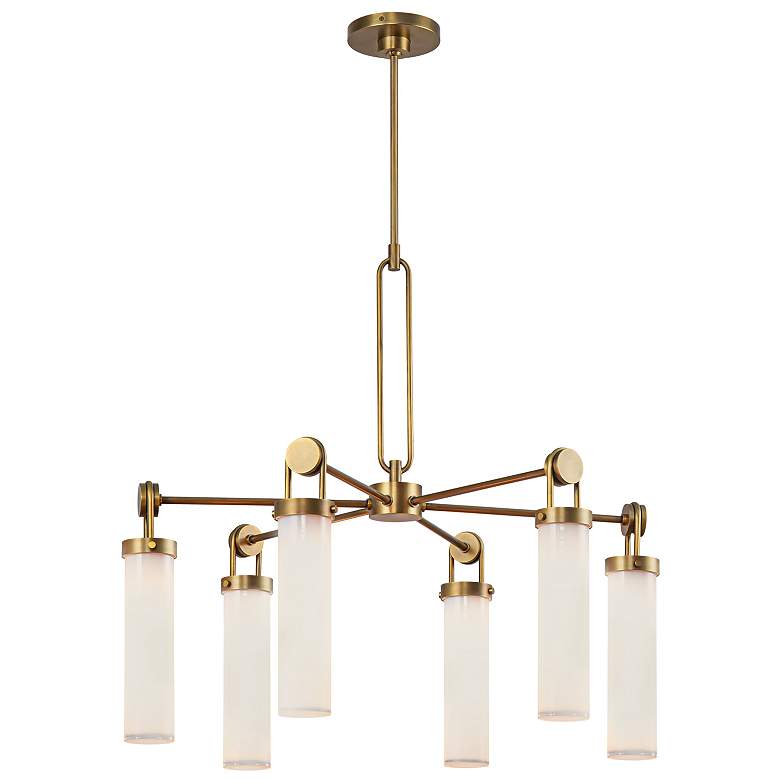 Image 1 Alora Wynwood E26 32-in Vintage Brass/Glossy Opal Chandelier