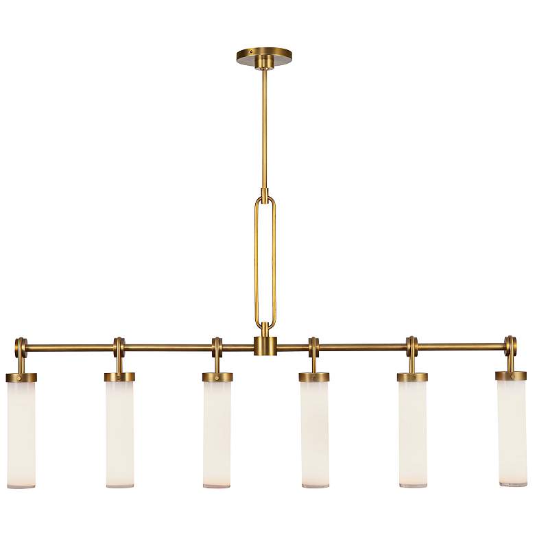 Image 1 Alora Wynwood E26 52-in Vintage Brass/Glossy Opal Linear Pendant