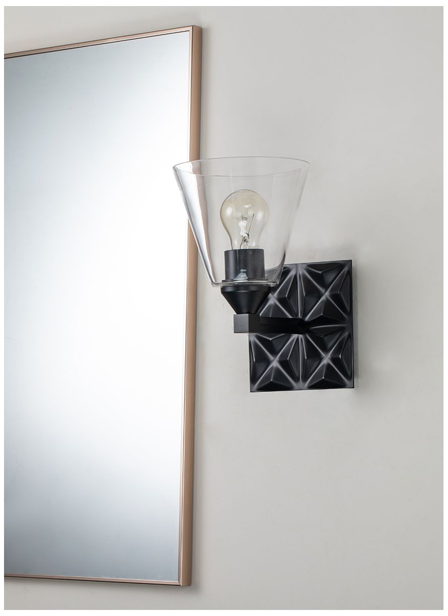 Image 4 Alpha 1 Light Wall Sconce With Glass in Matte Black more views