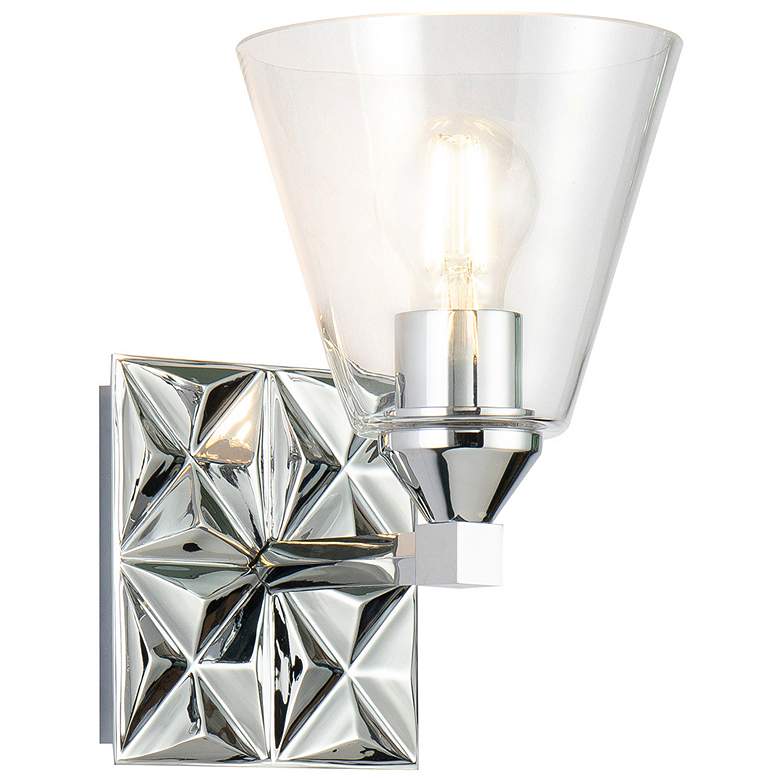 Image 1 Alpha 1 Light Wall Sconce With Glass in Polished Chrome