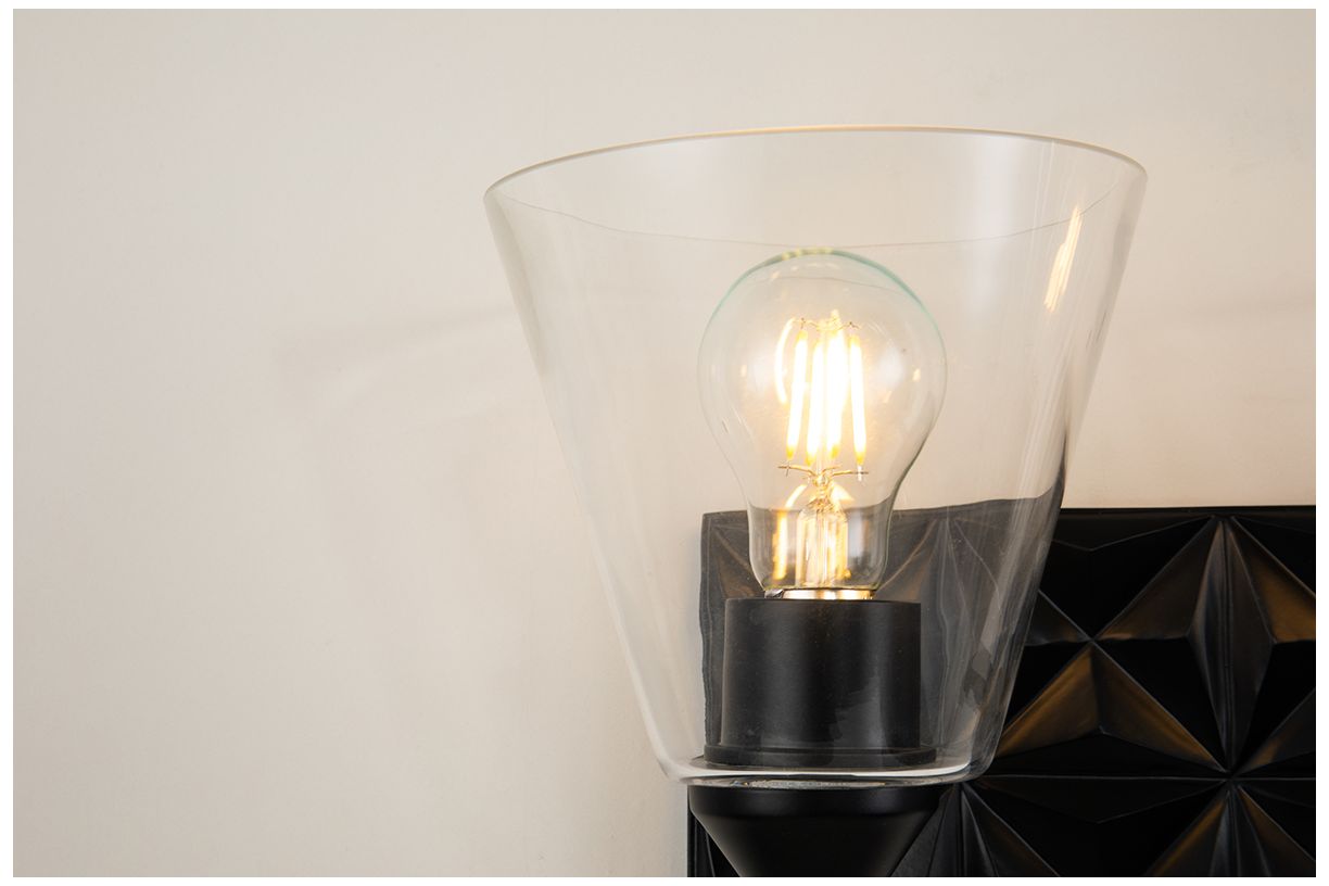 Image 2 Alpha 2 Light Vanity Light With Glass in Matte Black more views