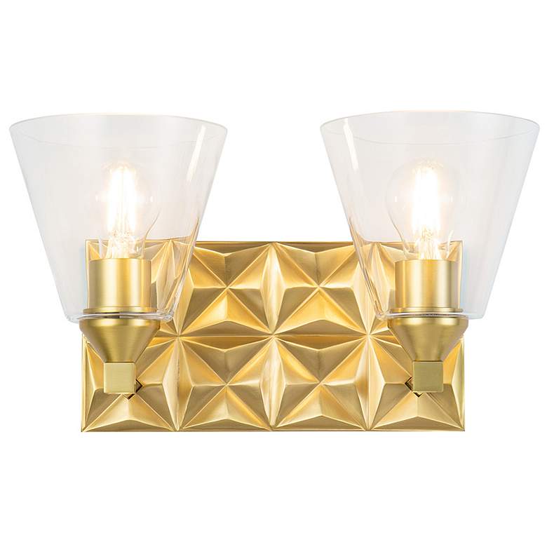 Image 1 Alpha 2 Light Vanity With Glass in Aged Gold Brass