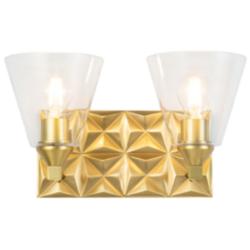 Alpha 2 Light Vanity With Glass in Aged Gold Brass