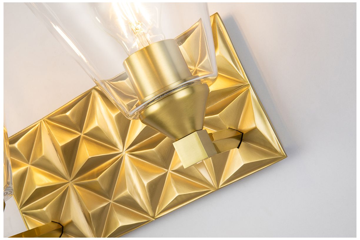 Image 2 Alpha 2 Light Vanity With Glass in Aged Gold Brass more views
