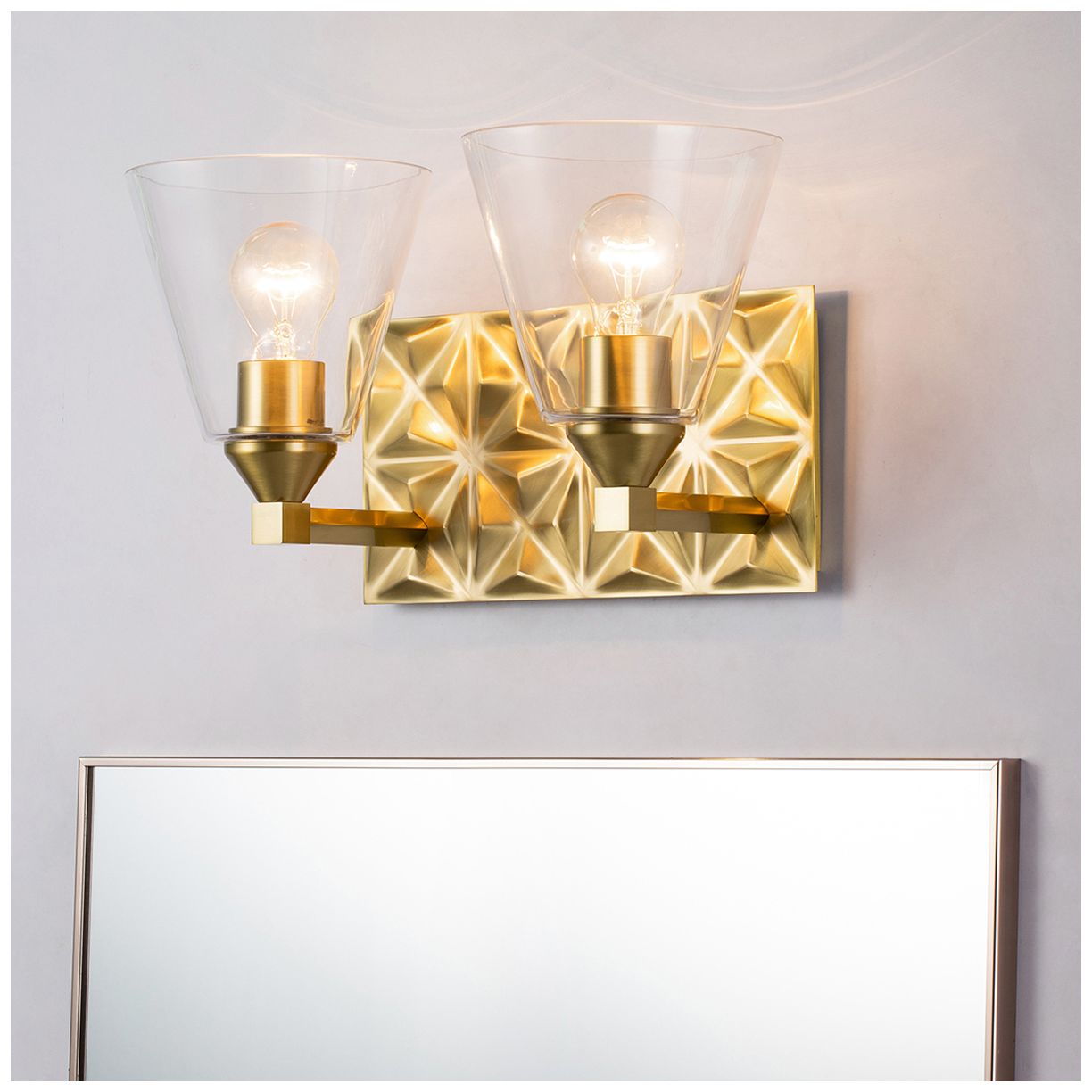 Image 3 Alpha 2 Light Vanity With Glass in Aged Gold Brass more views