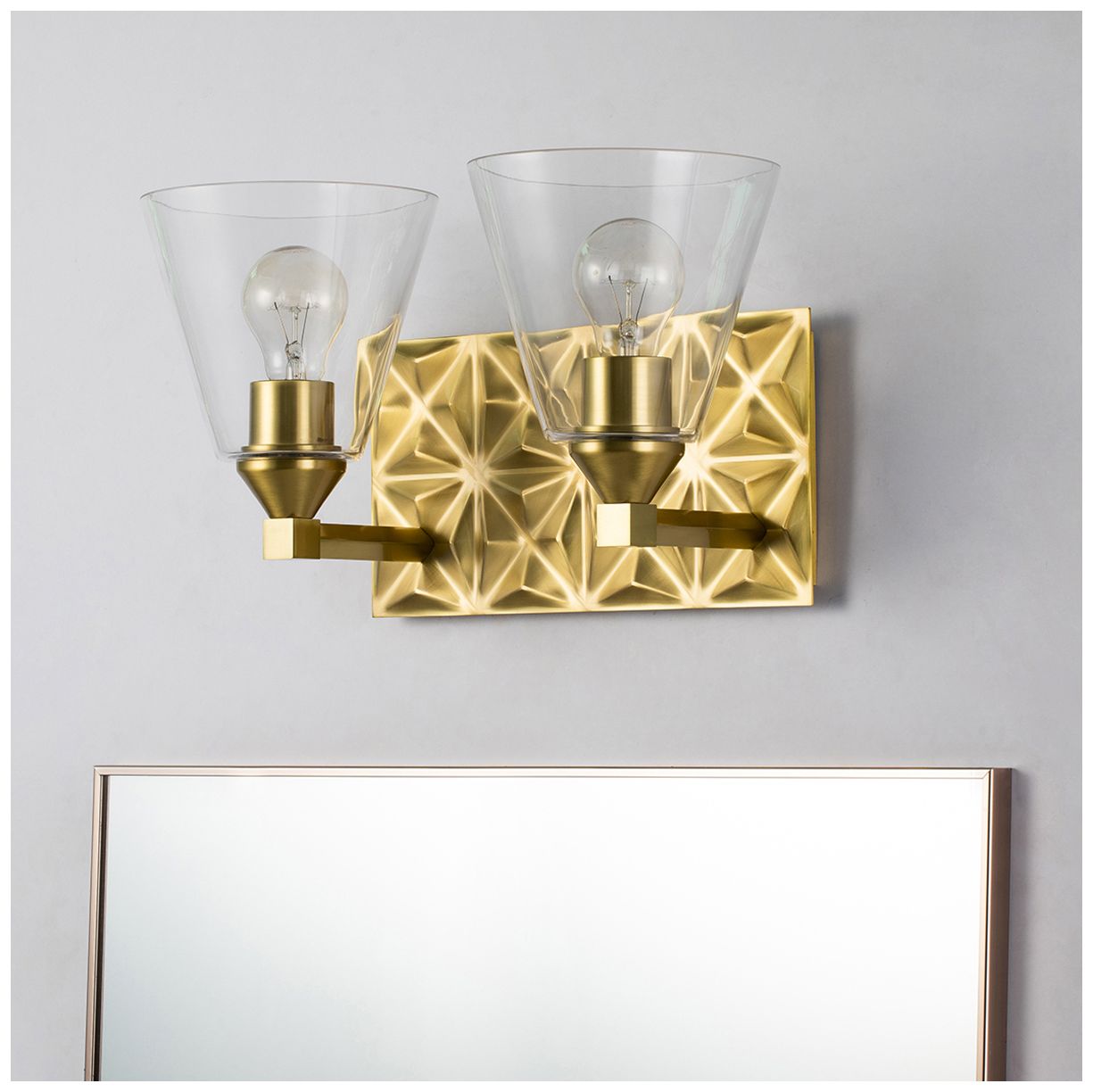 Image 4 Alpha 2 Light Vanity With Glass in Aged Gold Brass more views