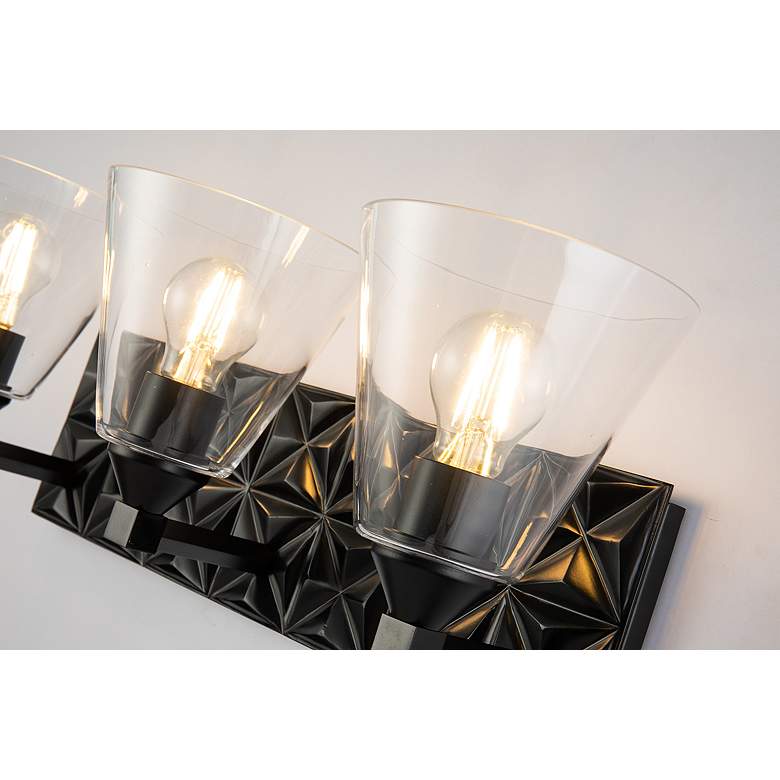 Image 3 Alpha 24 1/2" Wide Matte Black and Clear 3-Light Bath Light more views