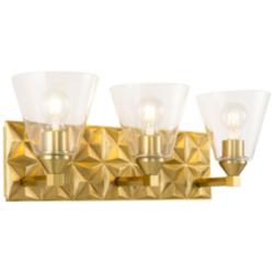 Alpha 3 Light Vanity With Glass in Aged Gold Brass