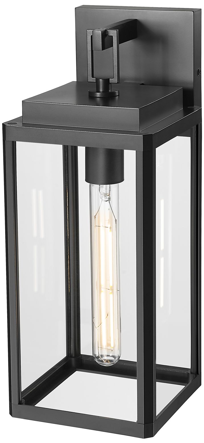 Alpharetta 15.5" High 1-Light Outdoor Wall Lantern in Powder Coated Black