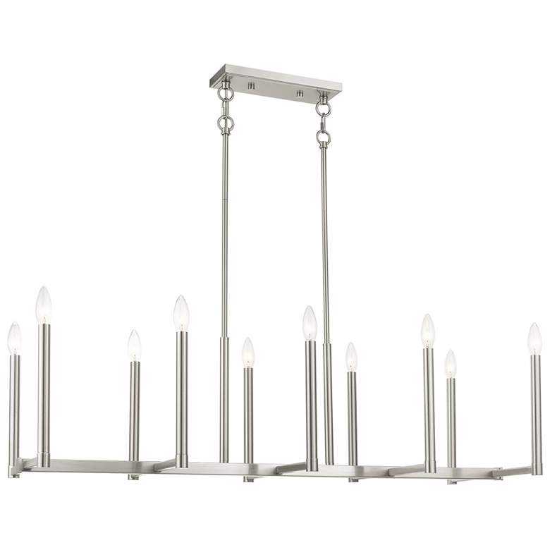 Image 1 Alpine 10 Light Brushed Nickel Linear Chandelier