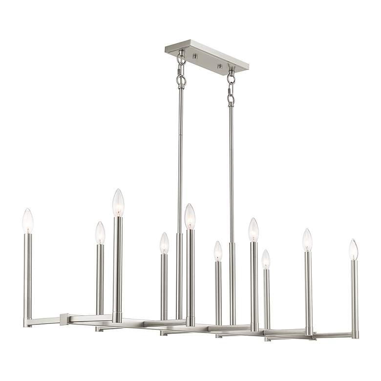 Image 4 Alpine 10 Light Brushed Nickel Linear Chandelier more views