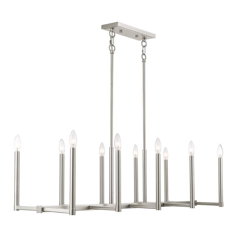 Image 5 Alpine 10 Light Brushed Nickel Linear Chandelier more views
