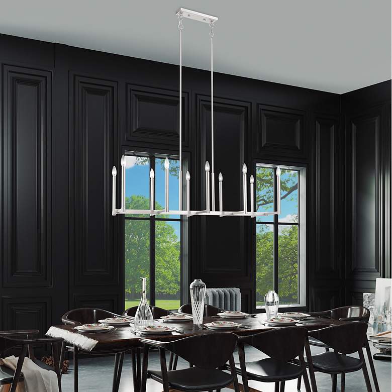 Image 6 Alpine 10 Light Brushed Nickel Linear Chandelier more views