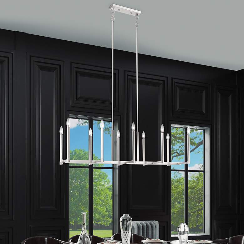 Image 7 Alpine 10 Light Brushed Nickel Linear Chandelier more views