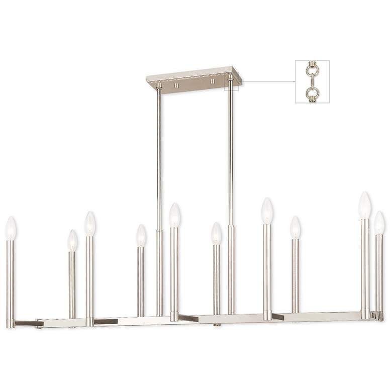 Image 1 Alpine 10 Light Polished Nickel Linear Chandelier