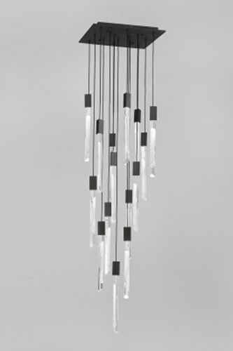 Thumbnail2 of Alpine 15-Light 24"W LED Chandelier in Black/White Jade Crystals more views