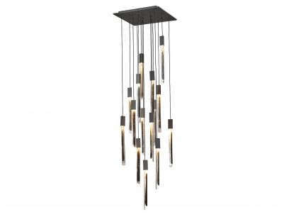 Image 2 Alpine 15-Lt 24"W LED Chandelier Black with Black Jade Crystals more views
