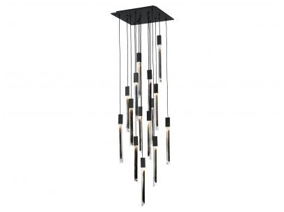 Image 3 Alpine 15-Lt 24"W LED Chandelier Black with Black Jade Crystals more views