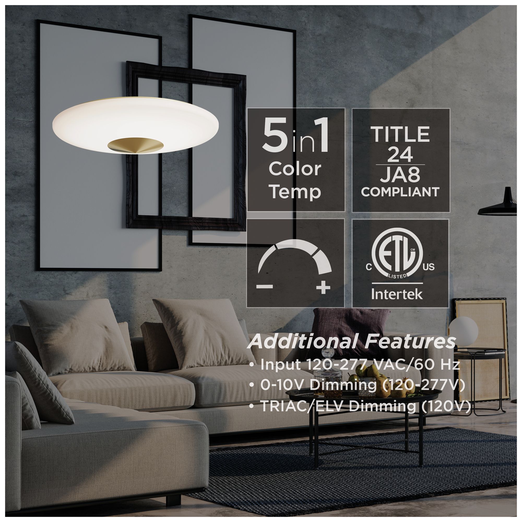 Image 7 Alpine 17" Wide Light Antique Brass LED Flush Mount more views