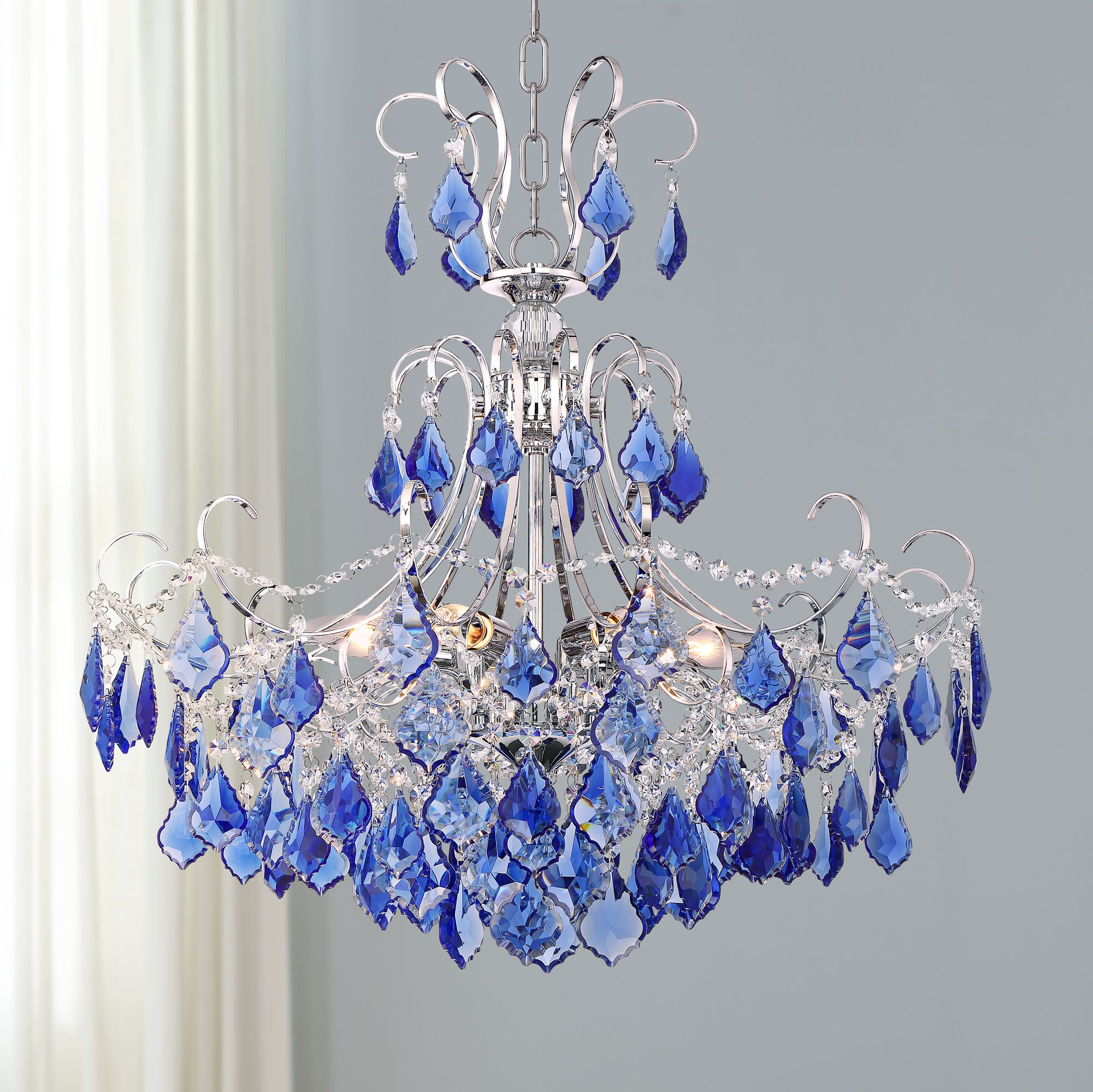 crystal chandelier blue