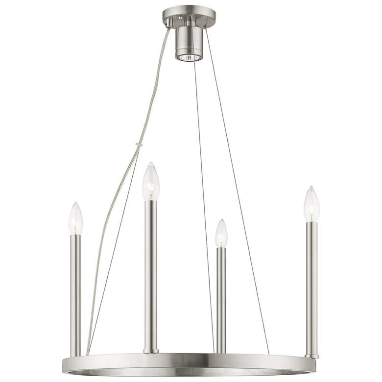 Image 1 Alpine 4 Light + 1 Light Brushed Nickel Chandelier