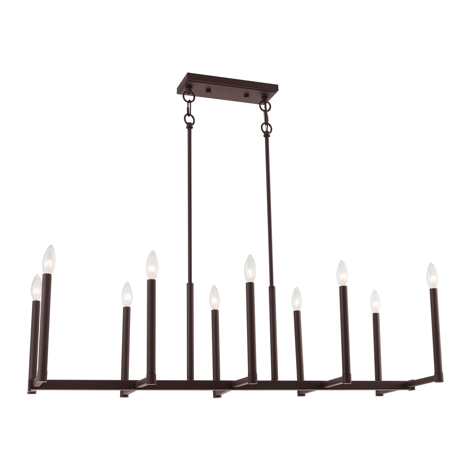 Alpine 42 1/2" Wide Bronze 10-Light Linear Chandelier in scene