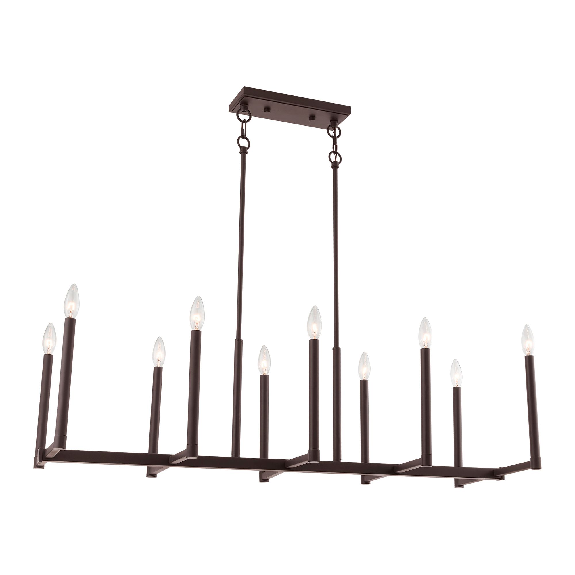 Alpine 42 1/2" Wide Bronze 10-Light Linear Chandelier in scene