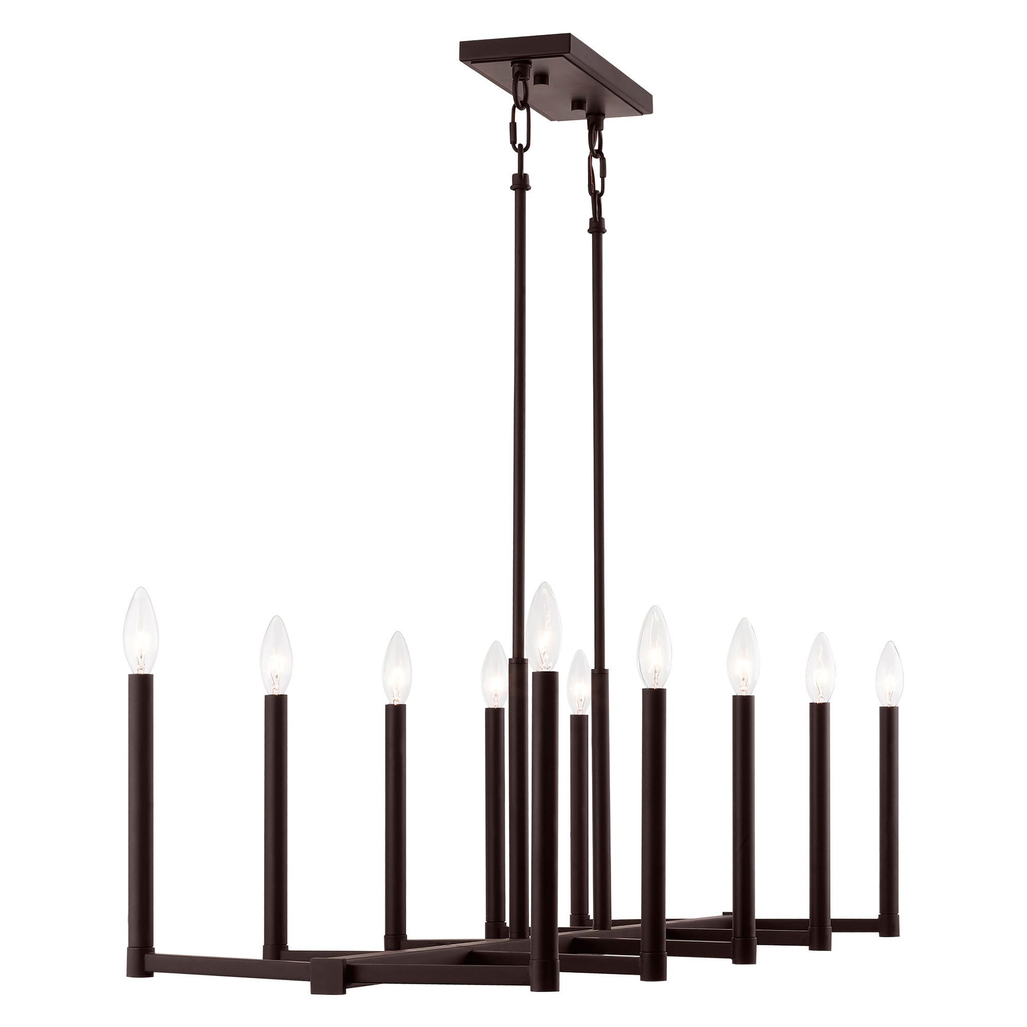 Alpine 42 1/2" Wide Bronze 10-Light Linear Chandelier in scene