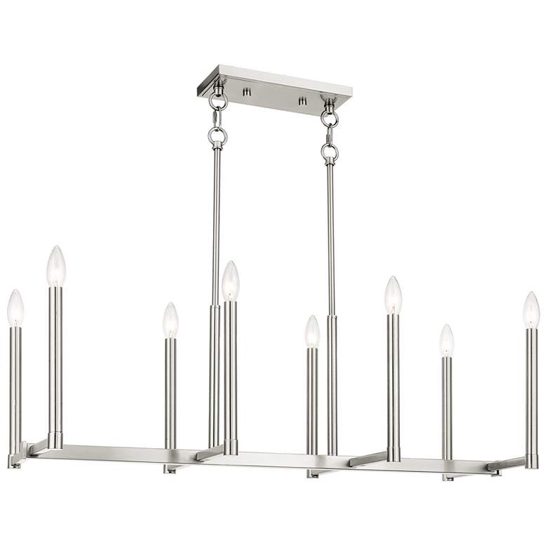 Image 1 Alpine 8 Light Brushed Nickel Linear Chandelier