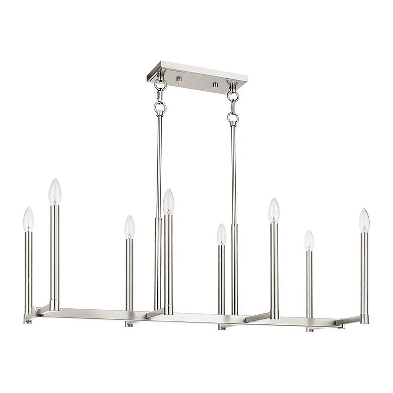 Image 3 Alpine 8 Light Brushed Nickel Linear Chandelier more views
