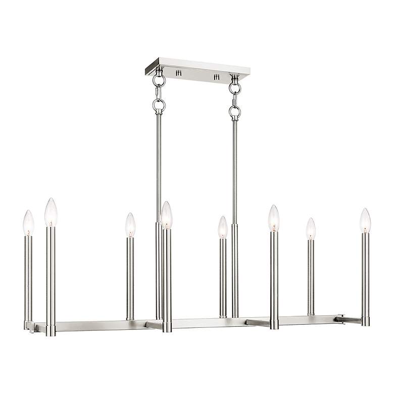Image 5 Alpine 8 Light Brushed Nickel Linear Chandelier more views