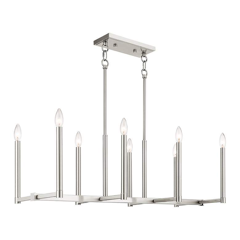 Image 6 Alpine 8 Light Brushed Nickel Linear Chandelier more views