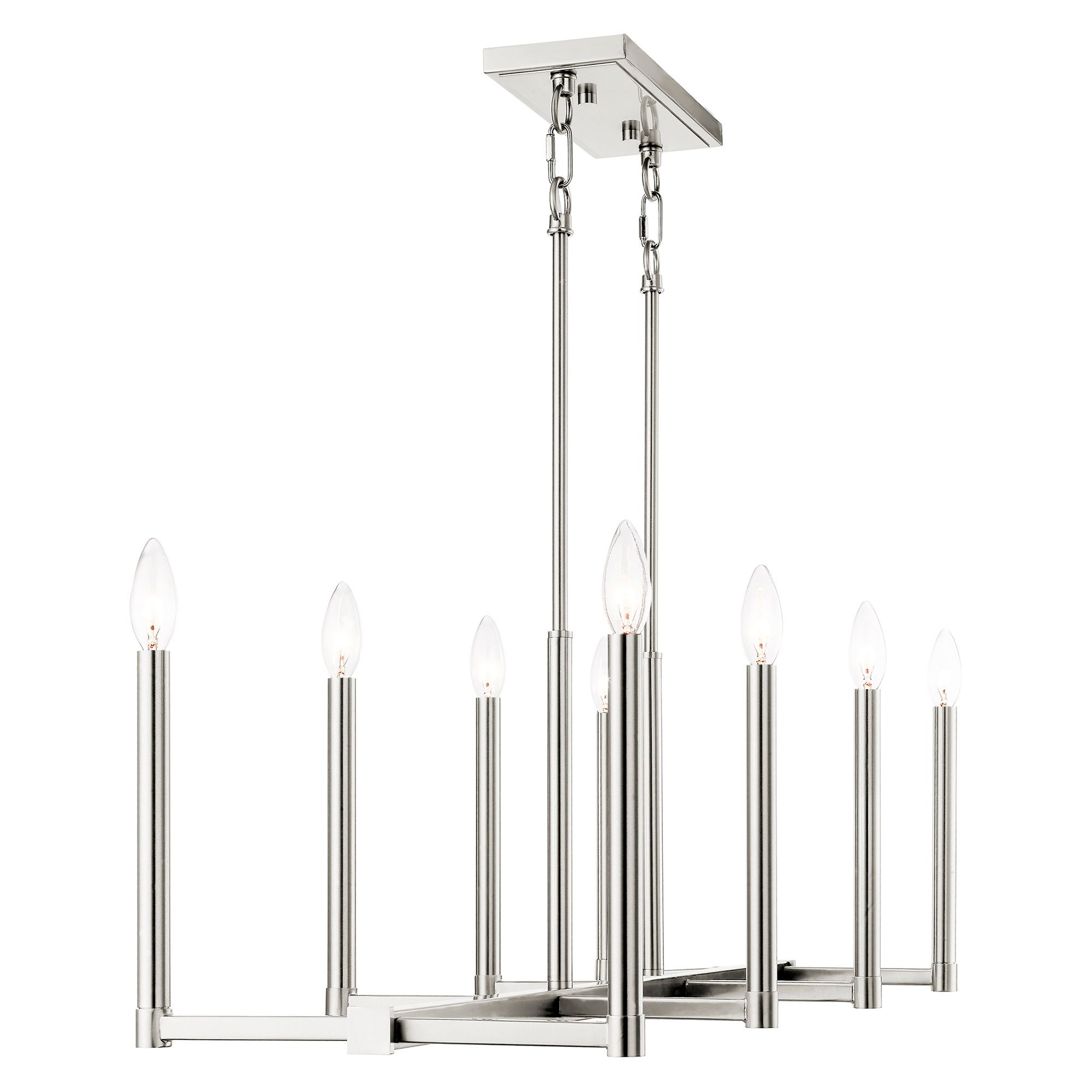 Alpine 8 Light Brushed Nickel Linear Chandelier