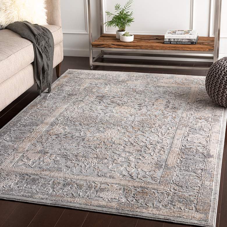 Image 1 Alpine ALP-2307 5'3"x7'3" Light Gray and Ivory Indoor Rug