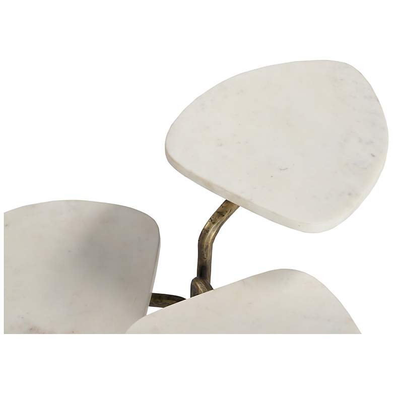 Image 4 Alpine Antique Brass And White Marble Contemporary Accent Table more views