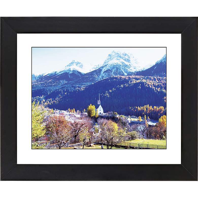 Image 1 Alpine Church Black Frame Giclee 23 1/4 inch Wide Wall Art