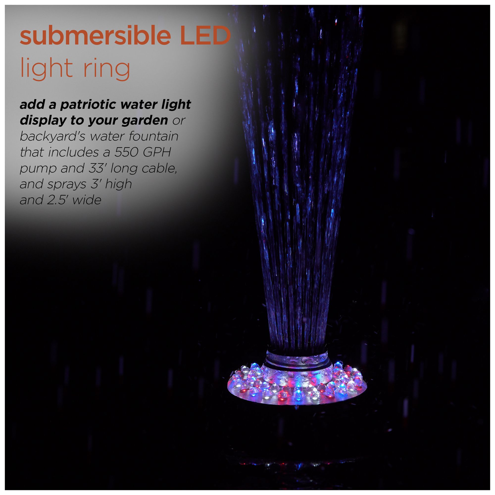 Image 5 Alpine Corporation 398 GPH Pump 48 LED Light Floating Spray Fountain, Black more views
