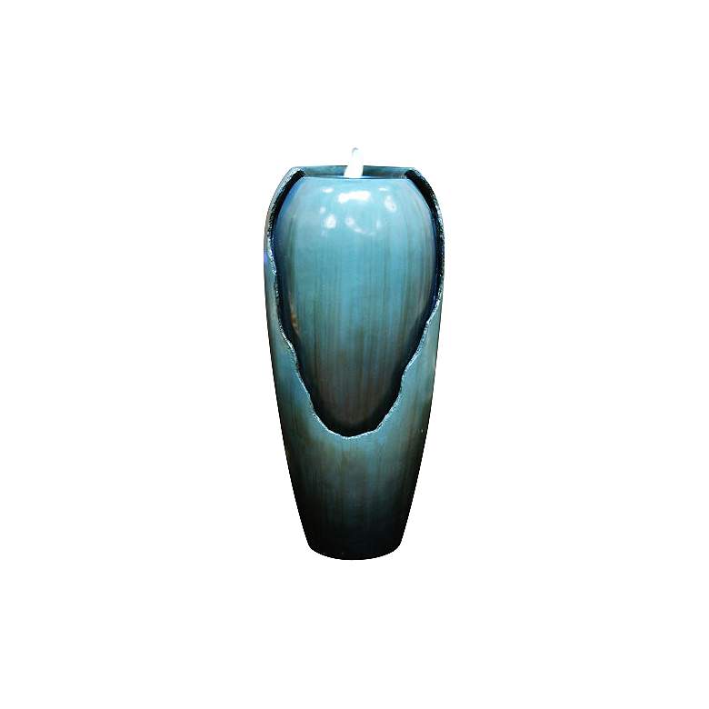 Image 1 Alpine Lamine 32" High Modern Jar Teal Blue Fountain with LED Light