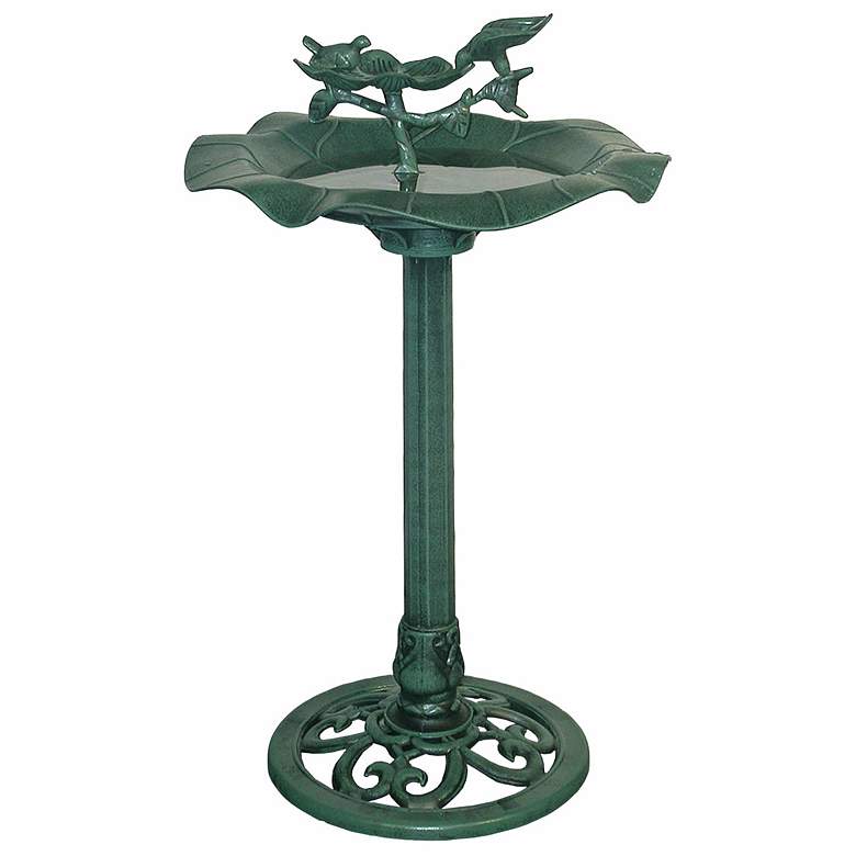 Image 1 Alpine Swallows Verdi Green Finish Garden Birdbath