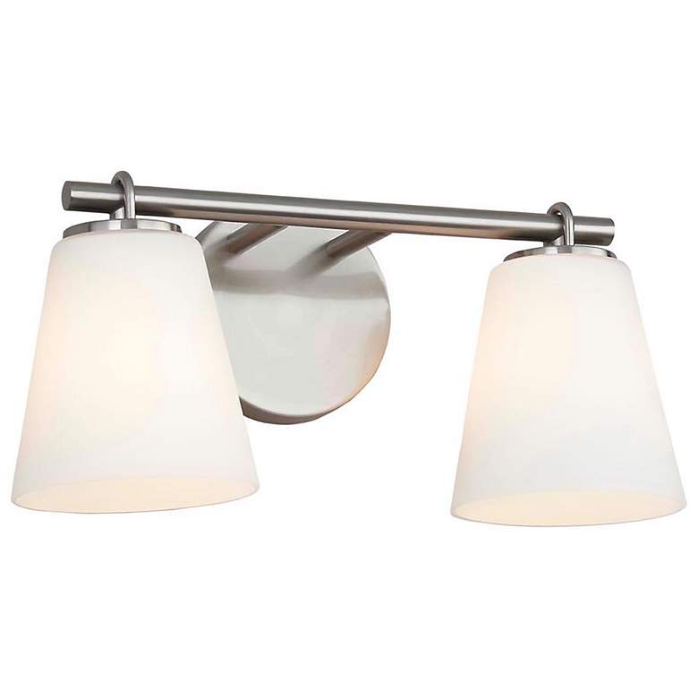 Image 1 Alpino 7 1/4" High Brushed Nickel 2-Light Wall Sconce