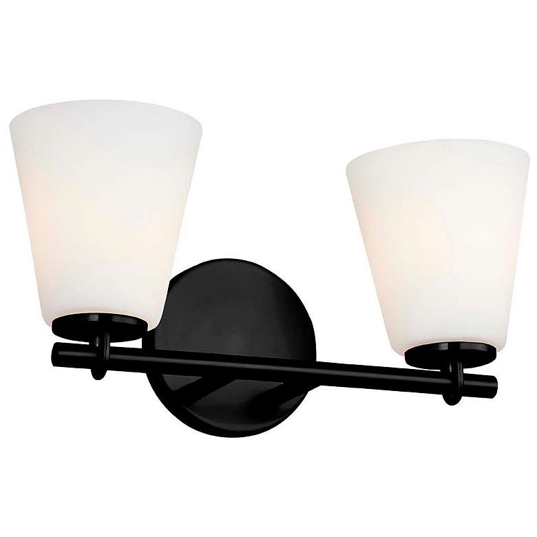 Image 2 Alpino 7 1/4" High Matte Black 2-Light Wall Sconce more views
