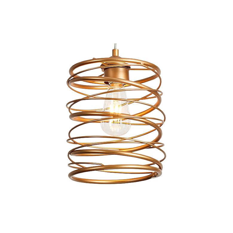 Image 3 Alpinum 8" Wide Satin Gold Cylinder Mini Pendant more views