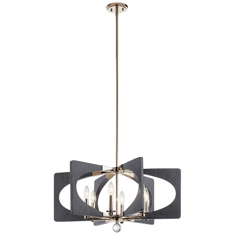 Image 2 Alscar 6-Light Polished Nickel W/Driftwood Grey Transitional Chandelier