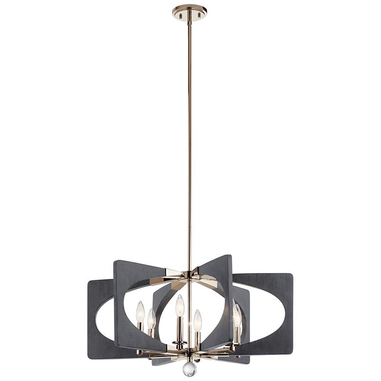 Image 1 Alscar 6-Light Polished Nickel W/Driftwood Grey Transitional Chandelier